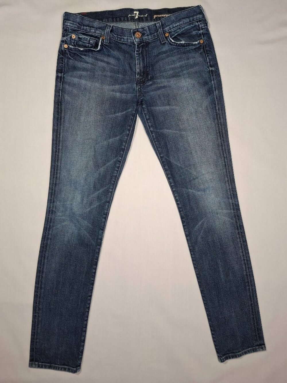 7 For All Mankind Gwenevere Skinny Jeans Womens Blue Stretch Made USA | Size 29 - Picture 3 of 14